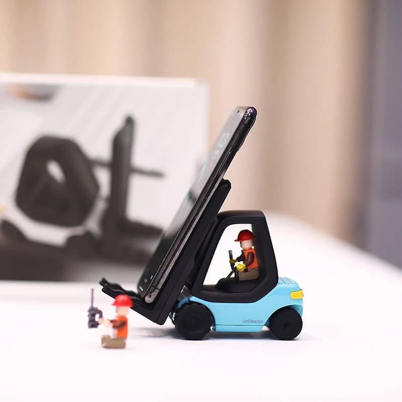 Forklift Truck phone stand holder for desk wireless charger for iPhone Android phones