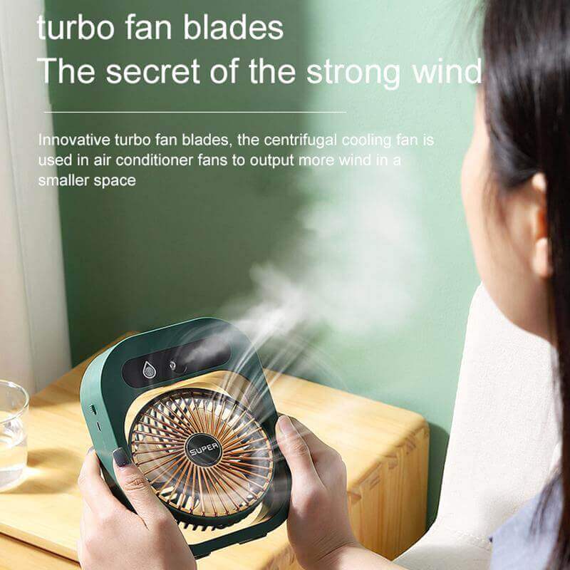 Newest Ice Mist Air Conditioning Fan Desktop Humidification Water Spray Water Cooling Fan Charging USB Three-Speed Cordless Fan