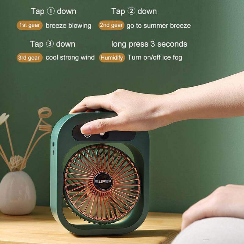 Newest Ice Mist Air Conditioning Fan Desktop Humidification Water Spray Water Cooling Fan Charging USB Three-Speed Cordless Fan