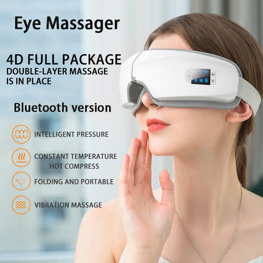 4D Smart Airbag Vibration Eye Massager for Dark Circles Eye Care Heating Bluetooth Music Relieves Fatigue Rechargeable Eye Care Machine with 5 Modes Relax and Reduce Eye Strain