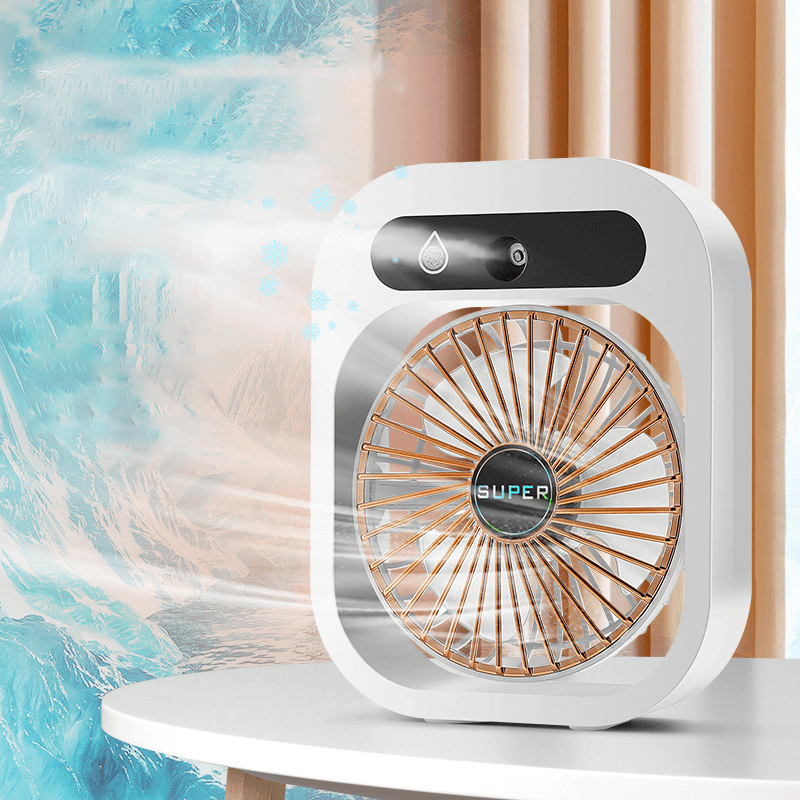 Newest Ice Mist Air Conditioning Fan Desktop Humidification Water Spray Water Cooling Fan Charging USB Three-Speed Cordless Fan