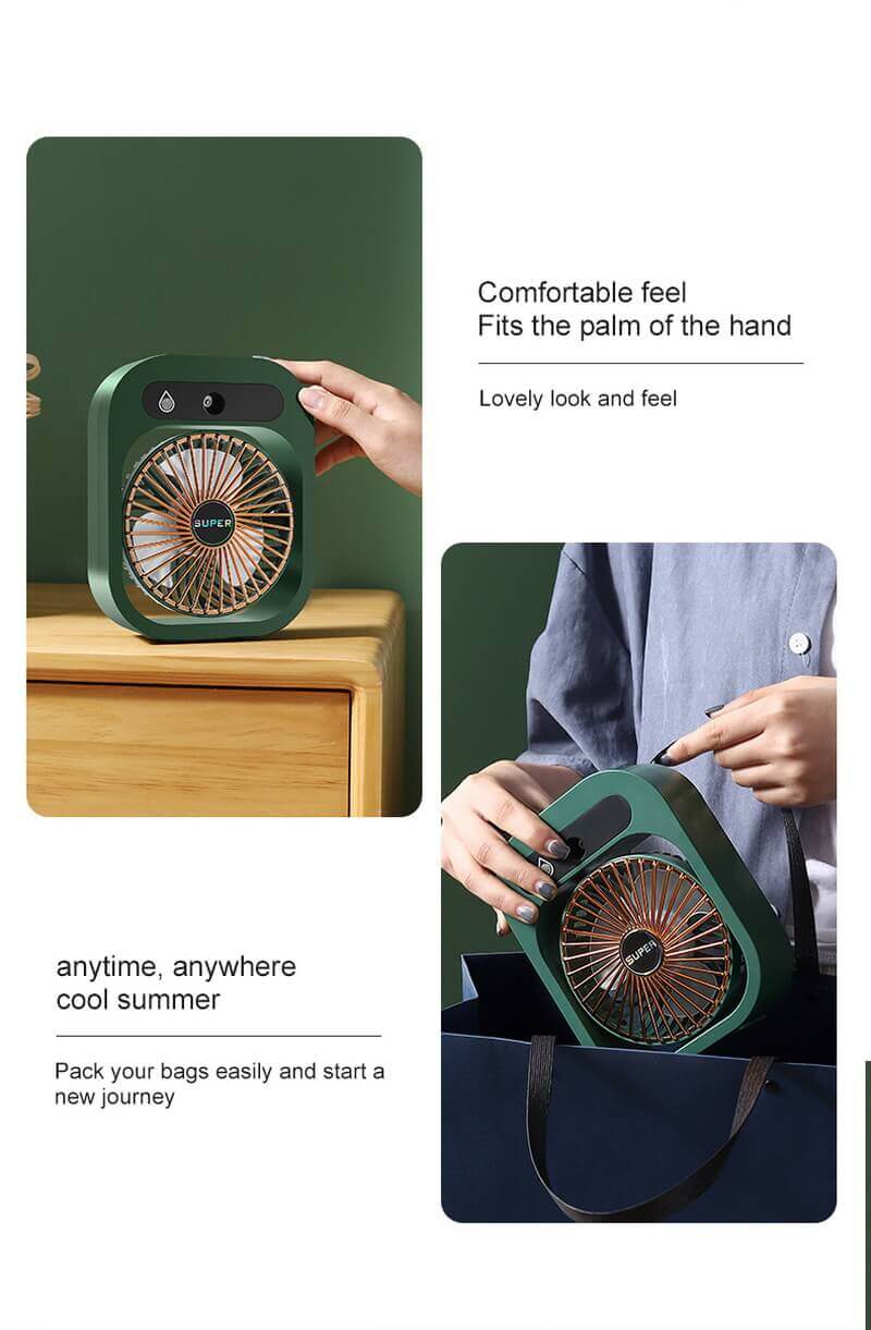 Newest Ice Mist Air Conditioning Fan Desktop Humidification Water Spray Water Cooling Fan Charging USB Three-Speed Cordless Fan